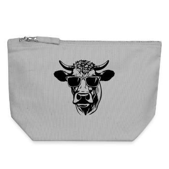 Cow with fancy sunglasses - Canvas Zip Pouch 18 x 19 cm - sports grey - Front