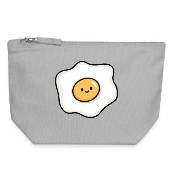 Cute Egg Ilustration Food Lover - Canvas Zip Pouch 18 x 19 cm - sports grey - Front