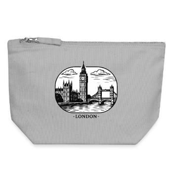 London Linienstil: Big Ben und Tower Bridge - Canvas Reißverschluss-Täschchen (18 x 19 cm) - Grau meliert - Vorne