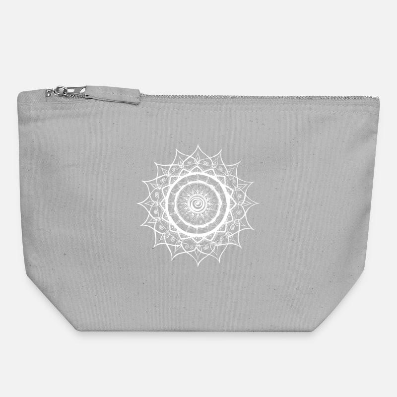 Geometrisches Mandala in Weiß - Canvas Reißverschluss-Täschchen (18 x 19 cm) - Grau meliert