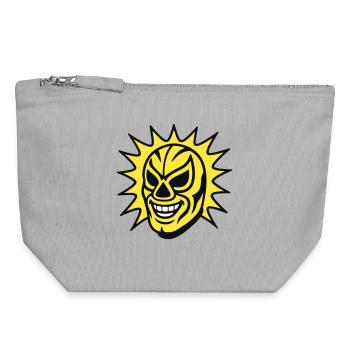 Masque Mexicain / Lucha Libre - Pochette zippée en toile 18 x 19 cm - gris chiné - Devant