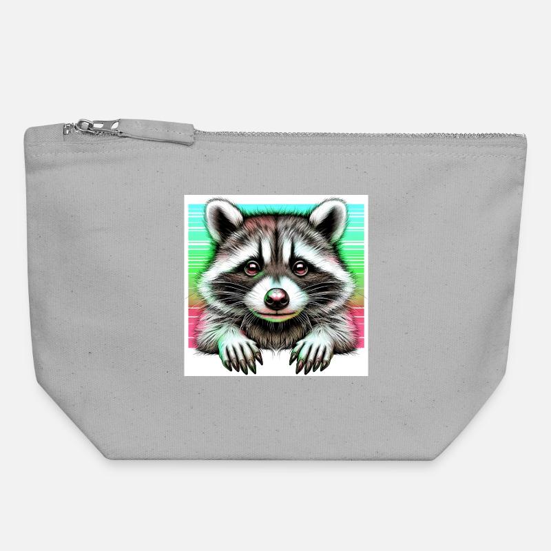Raccoon - Canvas Zip Pouch 18 x 19 cm - sports grey