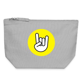 Pommes fourchette cercle jaune - Pochette zippée en toile 18 x 19 cm - gris chiné - Devant