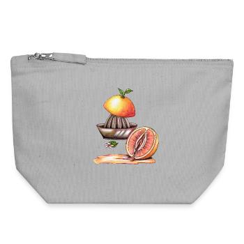 Pamplemousse vulve - Pochette zippée en toile 18 x 19 cm - gris chiné - Devant