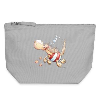 Hippocampe I Wortspiel Schwimmer Pferd - Pochette zippée en toile 18 x 19 cm - gris chiné - Devant
