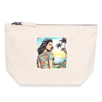 Aloha Fille - Pochette zippée en toile 18 x 19 cm - blanc naturel - Devant