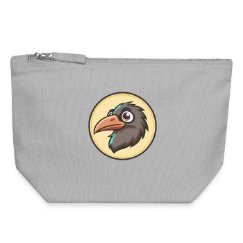 Raven Kawaii Cartoon Figur Tier Haustier Gesicht - Canvas Reißverschluss-Täschchen (18 x 19 cm) - Grau meliert - Vorne