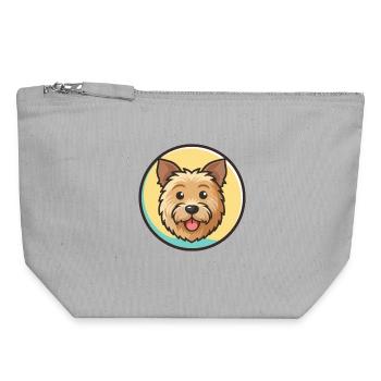 Norfolk Terrier Hunderasse Cartoon Kawaii Clipart - Canvas Reißverschluss-Täschchen (18 x 19 cm) - Grau meliert - Vorne