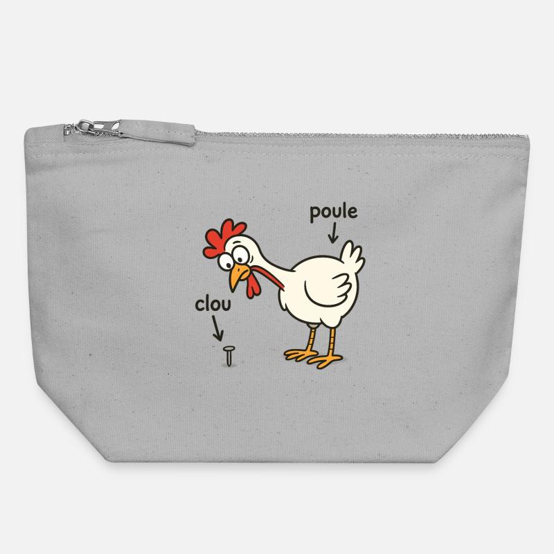 hen finding a nail - Canvas Zip Pouch 18 x 19 cm - sports grey