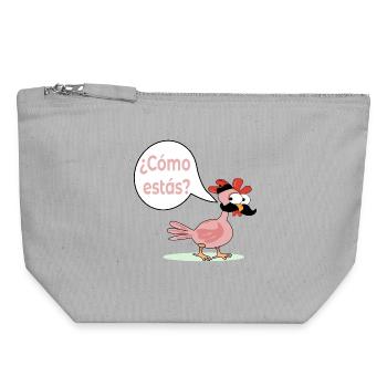 How are you - Chicken Chicken Mustache Hen - Canvas Zip Pouch 18 x 19 cm - sports grey - Front