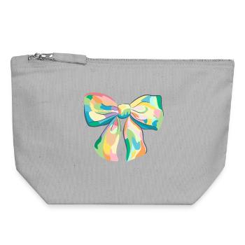 Happy Bow - Canvas Zip Pouch 18 x 19 cm - sports grey - Front