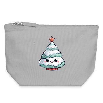 Étoile d’arbre enneigé pastel - Pochette zippée en toile 18 x 19 cm - gris chiné - Devant