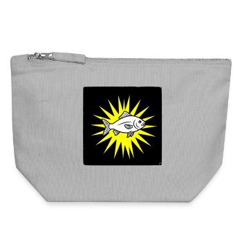 Cool fish in punk rock & pop art style - Canvas Zip Pouch 18 x 19 cm - sports grey - Front