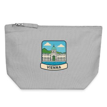 Wiener Austria Hofburg Palac Retro-Reiseabzeichen - Canvas Reißverschluss-Täschchen (18 x 19 cm) - Grau meliert - Vorne