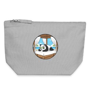 Strand-Spa Panda-Bär-Entspannungskunst - Canvas Reißverschluss-Täschchen (18 x 19 cm) - Grau meliert - Vorne