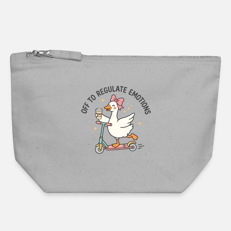 Scootering Goose Regulates Emotions - Canvas Zip Pouch 18 x 19 cm - sports grey