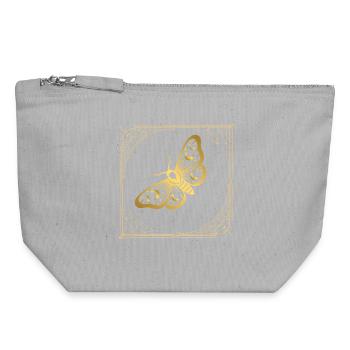 Golden Butterfly in Art Deco Frame - Canvas Zip Pouch 18 x 19 cm - sports grey - Front