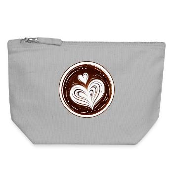 Latte Art Herz Kaffee Design  - Canvas Reißverschluss-Täschchen (18 x 19 cm) - Grau meliert - Vorne
