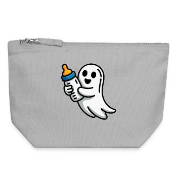 Ghost with pacifier illustration - Canvas Zip Pouch 18 x 19 cm - sports grey - Front