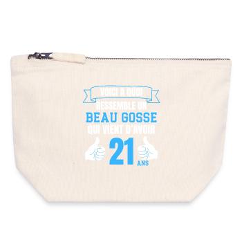 Birthday 21 Years Boy Funny Handsome - Canvas Zip Pouch 18 x 19 cm - nature - Front
