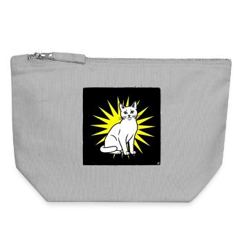 Cool cat in pop art & punk rock style - Canvas Zip Pouch 18 x 19 cm - sports grey - Front