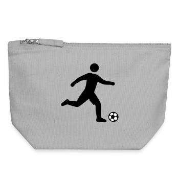 Silhouette du footballeur - Pochette zippée en toile 18 x 19 cm - gris chiné - Devant