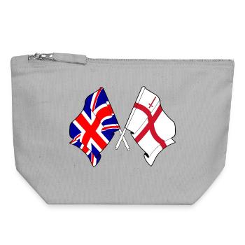 City of London & Great Britain Flaggen - Canvas Reißverschluss-Täschchen (18 x 19 cm) - Grau meliert - Vorne