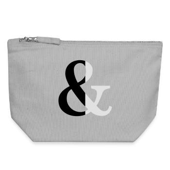 Esperluette bicolore signe icône cadeau idée - Pochette zippée en toile 18 x 19 cm - gris chiné - Devant