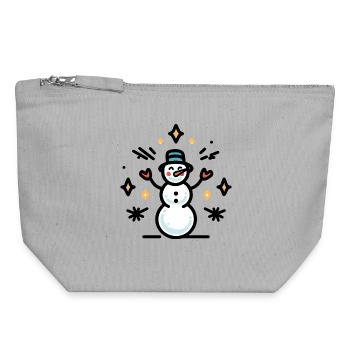 Snowman with glitter sparks - Canvas Zip Pouch 18 x 19 cm - sports grey - Front