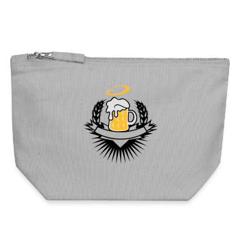 beer in a beer mug with ears of wheat and halo - Canvas Zip Pouch 18 x 19 cm - sports grey - Front