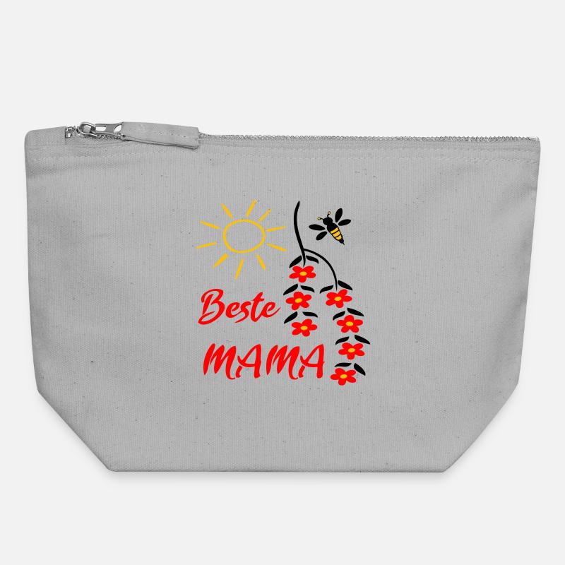 beste Mama, Muttertag - Canvas Reißverschluss-Täschchen (18 x 19 cm) - Grau meliert