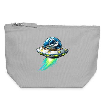 UFO astronaut flying sparks - Canvas Zip Pouch 18 x 19 cm - sports grey - Front