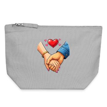 Poignée de main de l’amour – Connexion - Pochette zippée en toile 18 x 19 cm - gris chiné - Devant