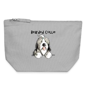 Süßer Bearded Collie - Canvas Reißverschluss-Täschchen (18 x 19 cm) - Grau meliert - Vorne