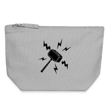 Thor hammer with lightning - Canvas Zip Pouch 18 x 19 cm - sports grey - Front