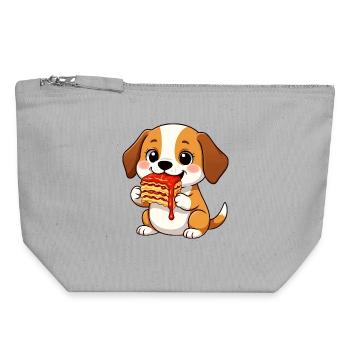 Cute Beagle Lasagna Italian Food Cartoon - Canvas Zip Pouch 18 x 19 cm - sports grey - Front