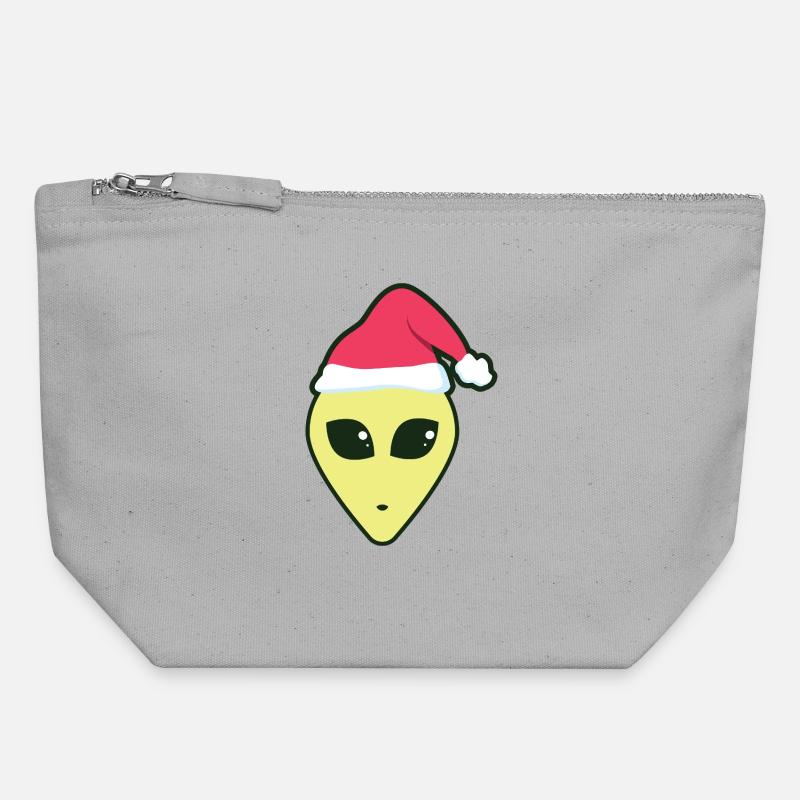 alien_santa - Canvas Reißverschluss-Täschchen (18 x 19 cm) - Grau meliert