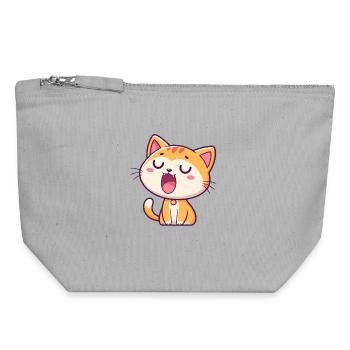 Cute Kitten Smiling - Canvas Zip Pouch 18 x 19 cm - sports grey - Front