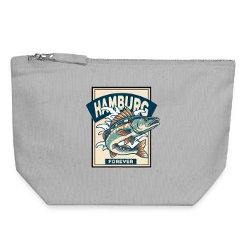 Hamburg Forever – Les poissons amoureux avec style - Pochette zippée en toile 18 x 19 cm - gris chiné - Devant