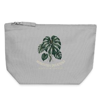 Dark Monstera Deliciosa - Vintage Night Botanica - Pochette zippée en toile 18 x 19 cm - gris chiné - Devant