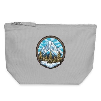 Alpine Bergpanorama Badge - Canvas Reißverschluss-Täschchen (18 x 19 cm) - Grau meliert - Vorne