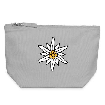 Edelweiss Bergblume Logo - Canvas Reißverschluss-Täschchen (18 x 19 cm) - Grau meliert - Vorne