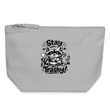 Stay Trashy Waschbär Doodle Motiv - Canvas Reißverschluss-Täschchen (18 x 19 cm) - Grau meliert - Vorne