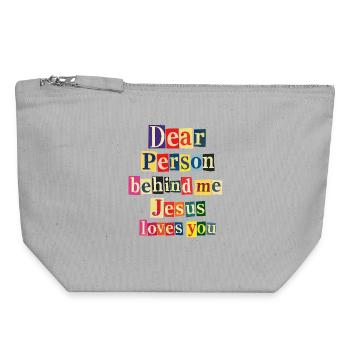 Jesus liebt dich positive Botschaft - Canvas Reißverschluss-Täschchen (18 x 19 cm) - Grau meliert - Vorne
