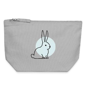 Cute Bunny - Croquis dessiné à la main - Pochette zippée en toile 18 x 19 cm - gris chiné - Devant