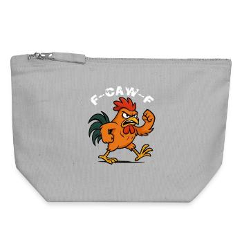 F-Caw-F Drôle Poulet FCAWF Humour Citation Coq Mème - Pochette zippée en toile 18 x 19 cm - gris chiné - Devant