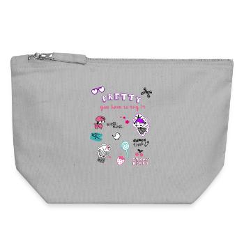 Pretty Doodles : Motifs colorés pour enfants lolli Kita Girl - Pochette zippée en toile 18 x 19 cm - gris chiné - Devant