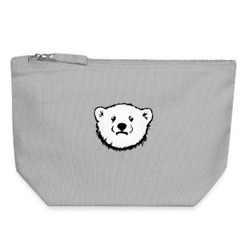 Ours polaire Motif animal - Pochette zippée en toile 18 x 19 cm - gris chiné - Devant