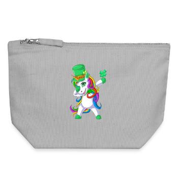 Dabbing Einhorn St Patricks Tag - Canvas Reißverschluss-Täschchen (18 x 19 cm) - Grau meliert - Vorne