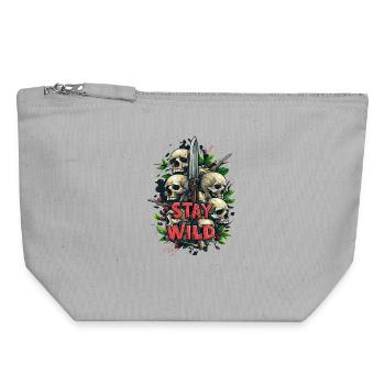 Stay Wild Knife Messer Lebensmotto - Canvas Reißverschluss-Täschchen (18 x 19 cm) - Grau meliert - Vorne